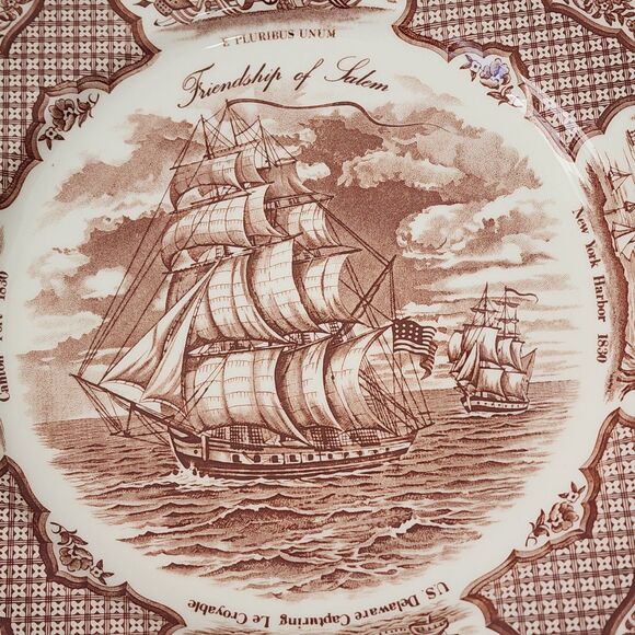 Fair Winds The Friendship of Salem Dinner Plate Alfred Meakin Staffordshire 2 Pc - Picture 8 of 8